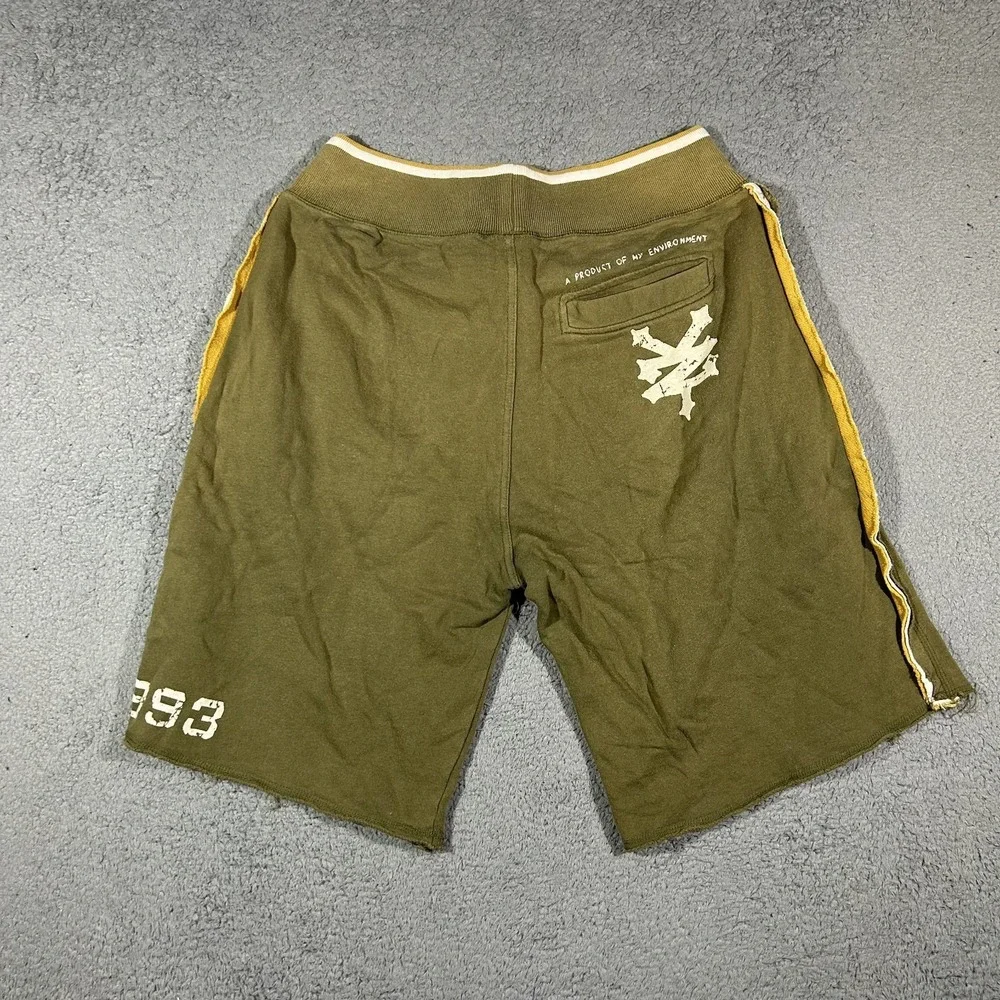 Y2k Zoo York Men's Fleece Olive Green  Sweatpant Shorts Men's Size Small #3367